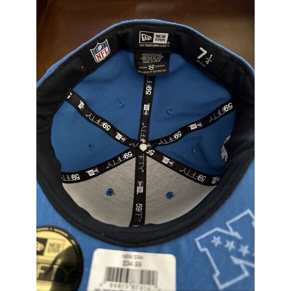 Detroit Lions Hat New Era 59Fifty Fitted Cap Size 7 1/4 NFL Blue NFC New - Picture 6 of 8